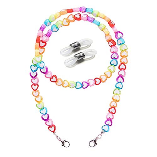 SXNK7 Face Mask Holder Chain Necklace Strap Multifunction Polymer Clay Rainbow Mask Glasses Lanyard for Women Men Elderly (Color2)