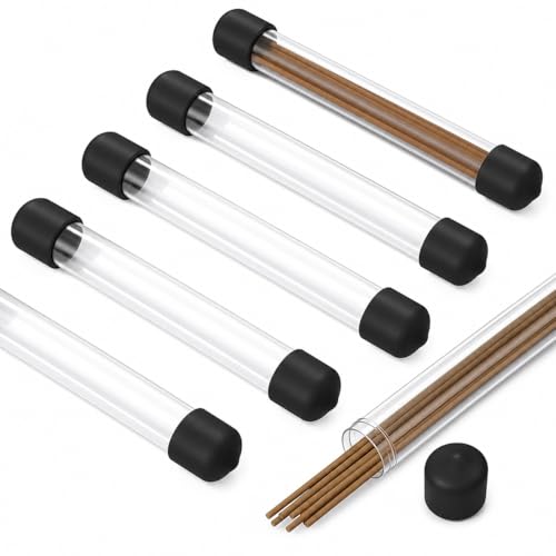iplusmile 6Pcs Clear Rigid Plastic Tubing with Caps, 4.8 Inch Length 0.47 Inch ID Round Plastic Storage Tubing for Agarwood Incense Sticks Seed Beads Item