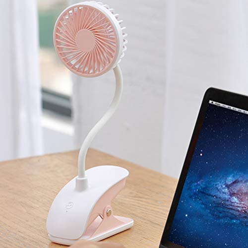 1 peça criativa 1200 mAh USB pequeno clipe ventilador desktop para crianças verão meninas (rosa)