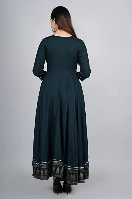 Image of JAYROSH Women's Embroidered Rayon Anarkali Kurta Gown | Flared Kurti for Women & Girls