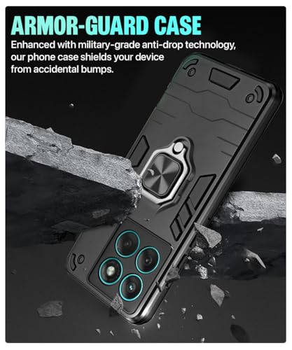 Image of WOW IMAGINE Shock Proof Back Case Mobile Cover for Motorola Moto Edge 60 Fusion | Back Cover Case (Tough Armor | Hybrid PC + TPU | Ring Holder & in-Built Kickstand | Black)
