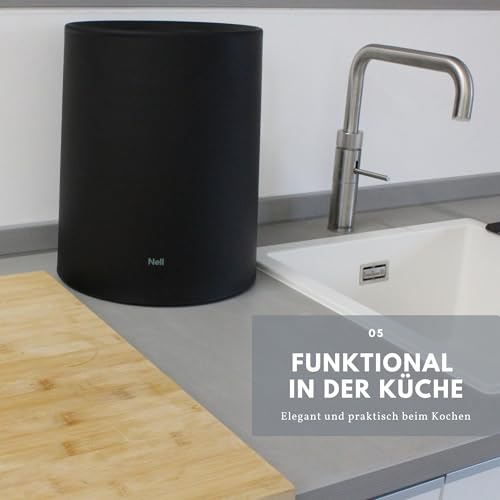 Nell 12L Mülleimer in Aktion: Schwingdeckel öffnet sich sanft touchless - Detailansicht von Nell 12L Mülleimer Büro...