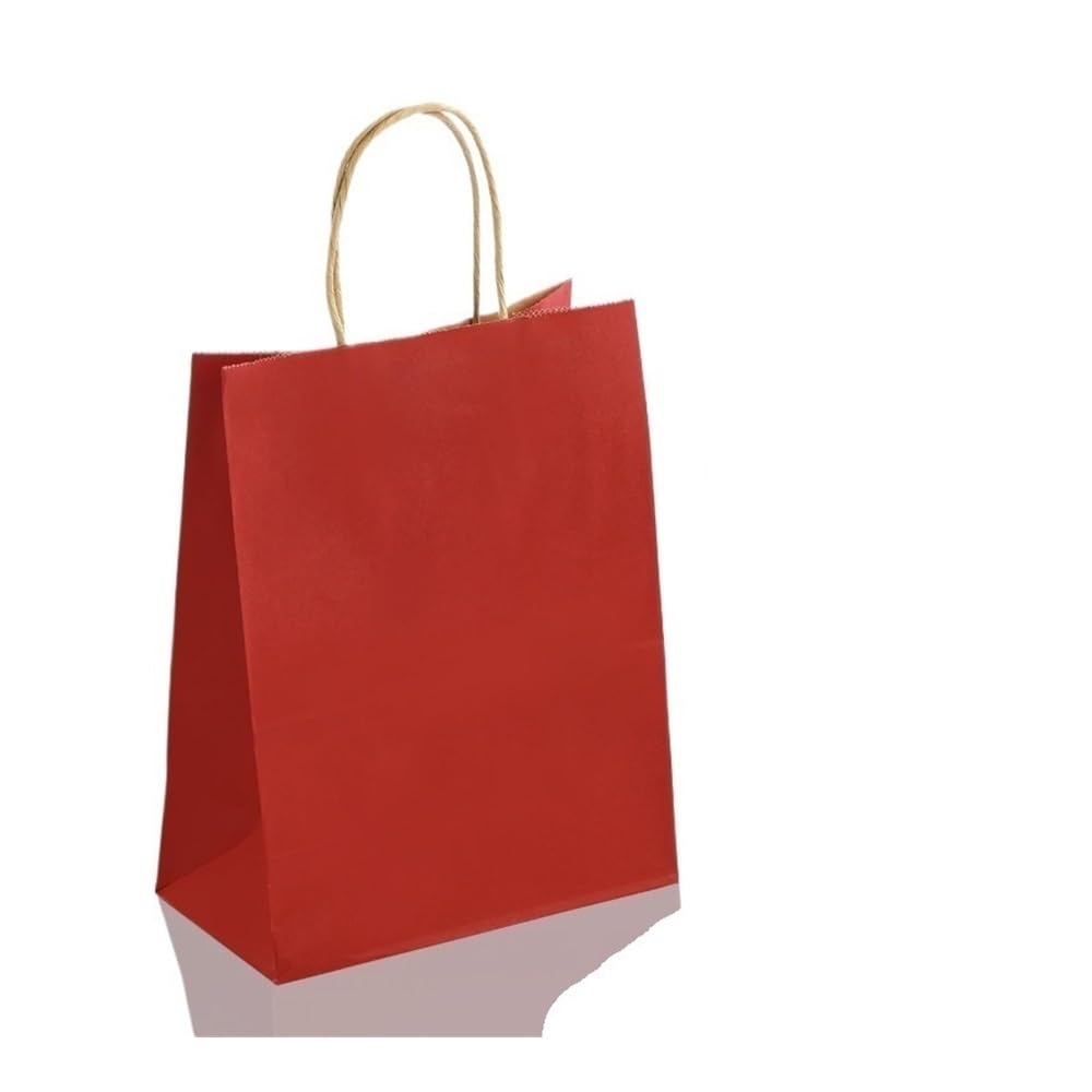 10/30/50 imprezowa torba prezentowa nadająca się do recyklingu torba na zakupy z papieru kraftowego Boże Narodzenie ślub cukierki prezent torba dostawa opakowanie torebka (czerwona, 15 x 21 cm x 40