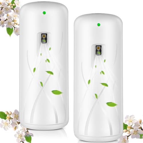 2 Pcs Automatic Air Freshener Spray Dispenser Wall Mounted Fly Mosquito Flying Insect Control Metered Air Freshener Sprayer Battery Operated for Living Room Bathroom Bedroom Farm Barn(White)