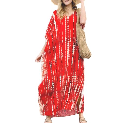 Robe longue douce femme grande taille col en V fluide pour l'été - 4