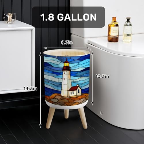 Caneca de basura pequeña con tapa y pie 7L miniatura 2