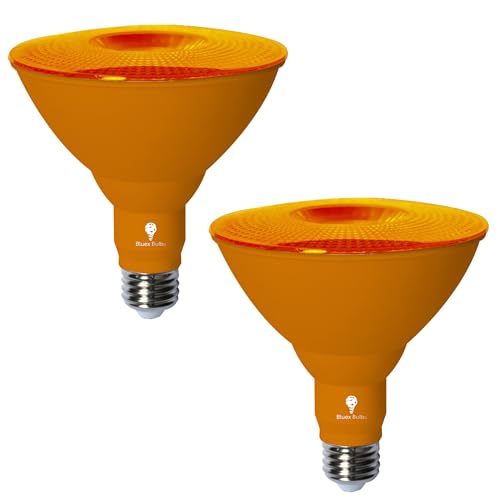 2 Pack LED Par38 Flood Orange Light Bulbs - 18W (120Watt Equivalent) - Dimmable - E26 Base Orange LED Lights Party Decoration