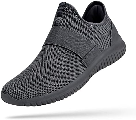 Troadlop Men Workout Running Shoes Knitted Fashion Slip on Lightweight Outdoor Casual Walking Shoes Dark Grey 11 M US