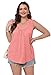 OFEEFAN Tank Top for Women Loose Fit Summer Clothes V Neck Ruched Women's Tees and Tanks Causal Tunic Trendy Coral L