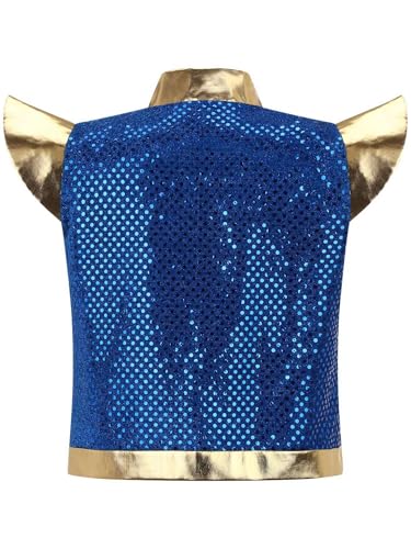 Hansber Boys Kids Super Bro Toad Outfits Fairy Tale Arabian Prince Vest Shiny Sequins Open Front Waistcoat4