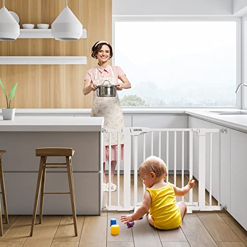 Aboil Baby Gate For Stairs, Dog Gate For The House Doorway Kitchen Room, 29-43 Inch Wide Auto Close Safety Child Gate For Door, Pressure Mounted, No Drilling, Easy Walk Thru Pet Gates (White) #TOP6