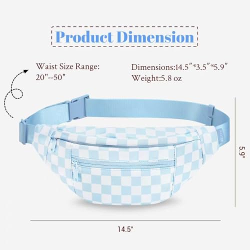 Image of MAXTOP Checkered Fanny Pack for Women Men Crossbody Bag Waist Pack with Adjustable Strap Lightweight Travel Sling Bag for Festivals Hiking School and Daily Activities