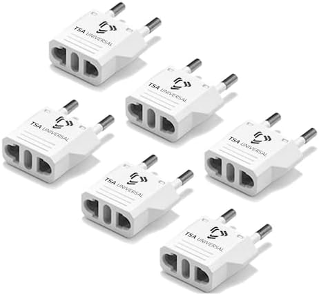 United States to Tunisia Travel Power Adapter to Connect North American Electrical Plugs to Tunisian Outlets for Cell Phones, Tablets, eReaders, and More (6-Pack, White)