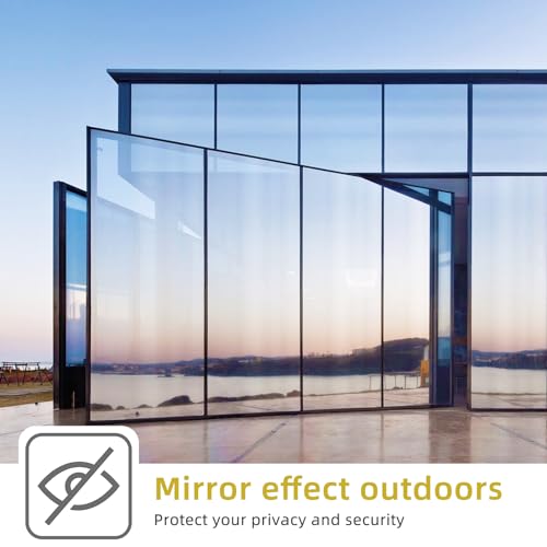 WPCTEV Window Privacy Film One Way Daytime Mirror Tint Treatments UV Heat Control Vinyl Stickers Sun Block Glass Paper Door Covering Reflective (Red Silver, 29.5 Inch x 6.5 Feet)