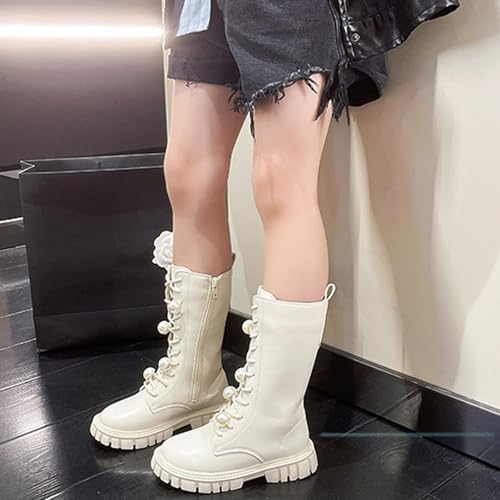 Girls Mid Calf Boots Chunky Heel Platform Boots Fashion Motorcycle Biker Combat Boot Slip On Waterproof Winter Booties3