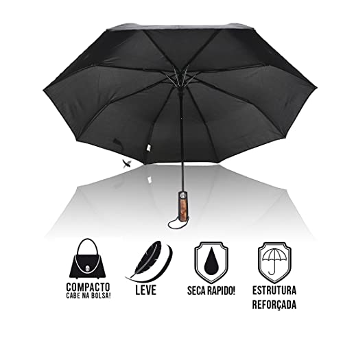 Guarda Chuva Automático Reforçado Contra Vento Cabe Na Bolsa