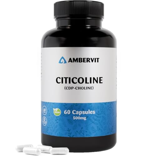 Citicoline (CDP Choline) 500 mg 60 Capsules High Strength for Memory Focus & Mental Performance No Artificial Additives 2-Month Supply | Ambervit