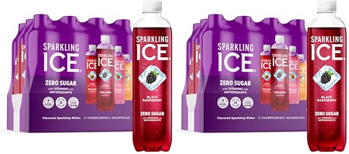 Sparkling Ice Purple Variety Pack, Flavored Water, Zero Sugar, with Vitamins and Antioxidants, 17 fl oz, 12 count (Black Raspberry, Cherry Limeade, Orange Mango, Kiwi Strawberry) (Pack of 2)