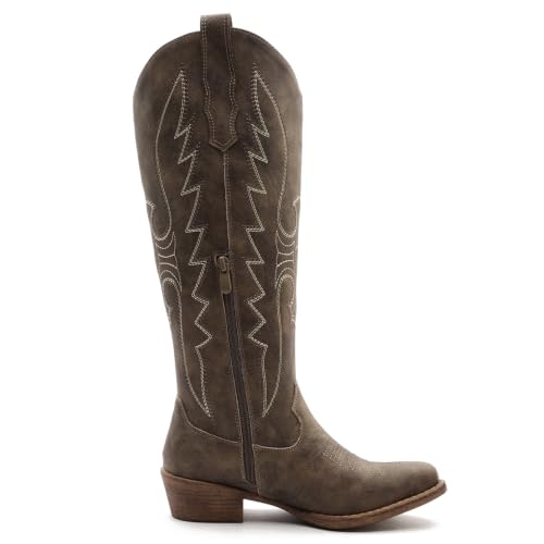 GLOBALWIN Women's Knee High Brown Cowboy Boots Size 6M - image 4