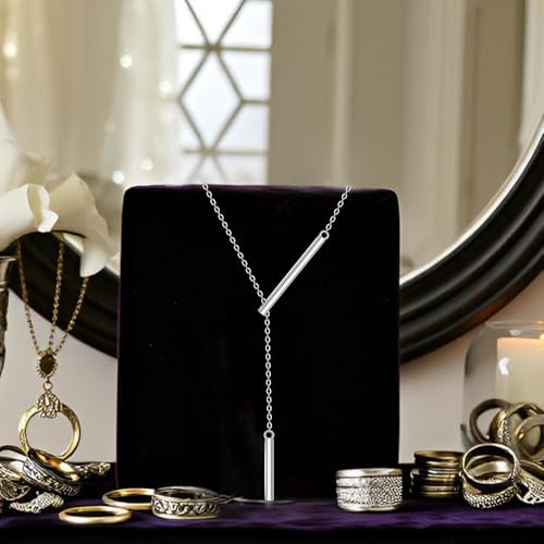 Y Long Necklaces for Women Trendy 925 Sterling Silver Y Long Chain Necklace Charm Vertical Bar Pendant Link Christmas Mothers Day Gifts4