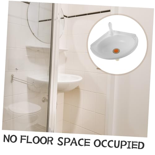Lavabo de plástico Lurrose lavabo de esquina triangular blanco para baño pequeño 4
