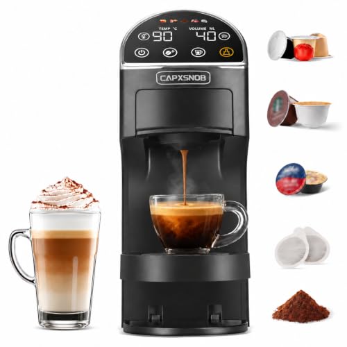 Magician2 Máquina de cápsulas 5 en 1 para Nespresso, Dolce Gusto, Lavazza A Modo Mio, ESE 44 mm almohadillas y café en polvo, 20 bar, 1400 W, 1,2L, pantalla táctil y medidor de flujo, sin BPA