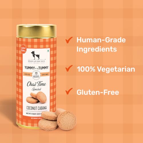 Image of Yummy in My Tummy by HUFT Chai Time Coconut Dog Biscuits - 200 gm | Gluten-Free Vegetarian Crunchy Treats for Puppies & Adult Dogs | Healthy Snack | Suitable for All Breeds Dogs