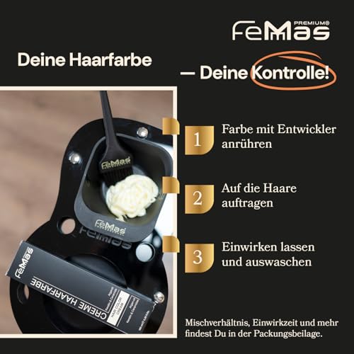 Foto von FemMas Haarfarbe Pure & Mix Silber I Creme Haarfarbe mit Arganöl, Keratin & Ceramiden I Als dauerhafte Haarfärbung oder Tönung für strahlende, haltbare Farbergebnisse I 100 ml