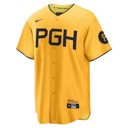 Nike Womens Pittsburgh Pirates City Connect Roberto Clemente Replica Player Jersey (US Alpha Large Regular Regular Gold/Black)