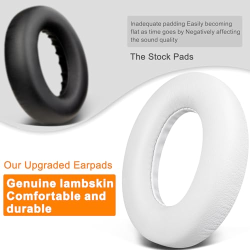 Image of SOULWIT Lambskin Replacement Earpads for Bose 700 (NC700) Wireless Headphones, Ear Pads Cushions with Softer Leather, High-Density Noise Cancelling Foam, Added Thickness - White
