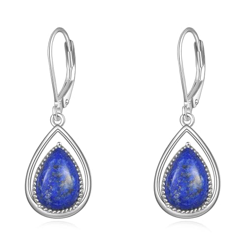 Dangle Earrings 925 Sterling Silver Opal Larimar Lapis Sapphire Turquoise Moss Agate Crystal Dangling Earrings Jewelry Gift for Women