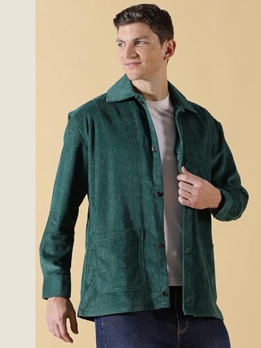 Image of Thomas Scott Men's Cotton Oversized Fit Striped Premium Corduroy Oversized Shackets Shirt