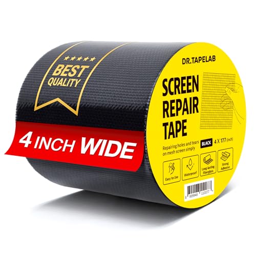 DR.TAPELAB, Black Window Screen Repair Tape, 4 in X 15 FT...