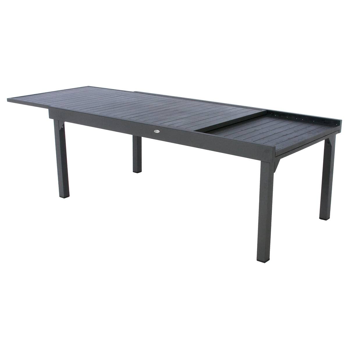 Hespéride - Tavolo da giardino allungabile Piazza, grigio grafite - 12 posti - Alluminio antiruggine - Mobili da esterno con estensione scorrevole