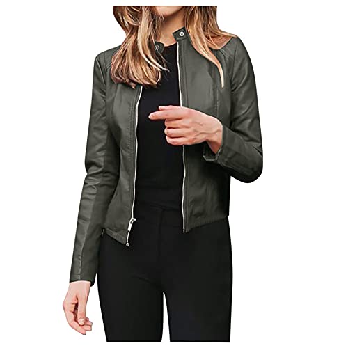 Veste Cuir Femme Moto Grande Taille PU Vintage Bombers Blouson De Motard Veste en Simili Cuir Chic Et Elegant Chaud Casual Léger Biker Jacket Automne Hiver...