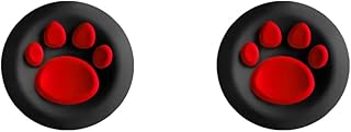 2個 ジョイスティックキャップカバー for ROG Xbox Ally/ROG Xbox Ally X アナログスティックカバー シリコン製 サムスティック保護キャップ 可愛い 猫の肉球 操作性向上 滑り止め保護カバー 取り付け簡単 (ブラックレッド)