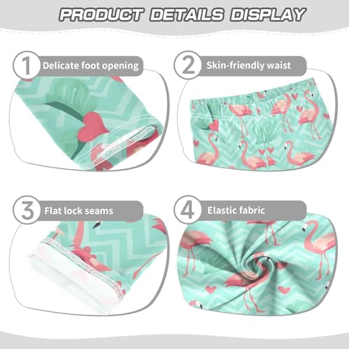 Flamingo Hearts Girls' Leggings Toddler Doodles Kids Yoga Pants Dance Active Tights 4T3