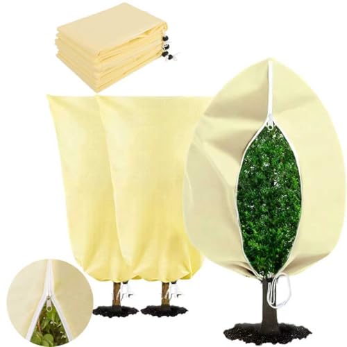 Ayucanpeng 3 Stück Winterschutz Pflanzen Außen Winterschutz für Pflanzen 80x100cm 80g/m Winterschutz für Kübelpflanzen Wiederverwendbar für Kübelpflanzen