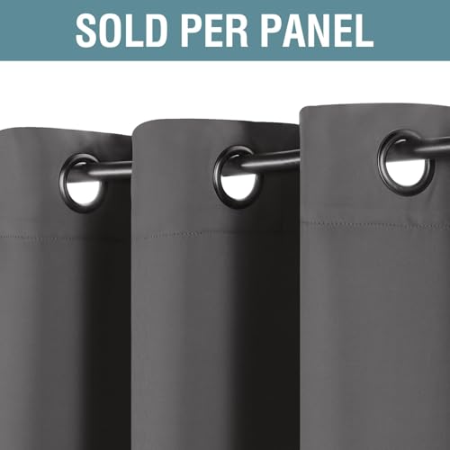 Image of H.VERSAILTEX Blackout Grey Curtains for Patio Door Thermal Insulated Living Room Curtains, Room Darkening Noise Reducing Blackout Curtain for Bedroom, Charcoal Gray, 1 Panel, 52'W x 102'L