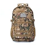 WOWCOIN Camo Backpack for Boys,Kids Army Backpack Boys with USA Flag Patch,35L Waterproof Tactical School Backpack for Travel Outdoor
