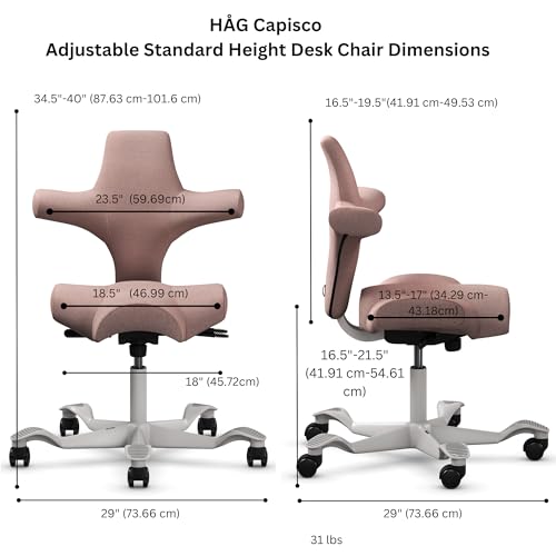 Image of HAG Capisco Standard Chair-Silver Frame-Upholstered Pink Blush