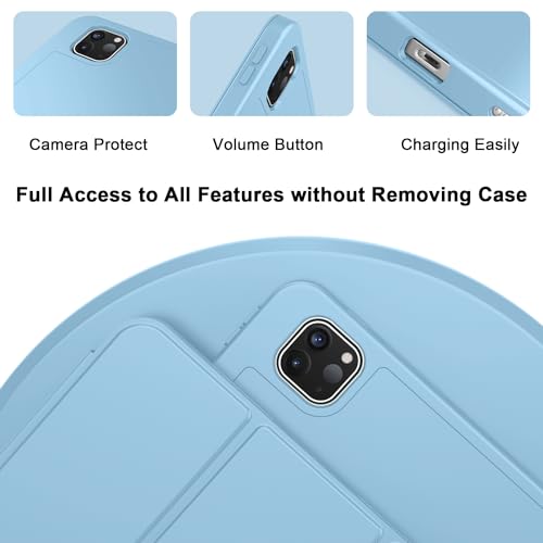 Image of ZryXal New iPad Pro 13 Inch Case (M5) 2025 / (M4) 2024 with Pencil Holder, Smart iPad Case [Support Pencil Pro and Pencil (USB-C)], Support Touch ID and Auto Wake /Sleep (Azure Blue)