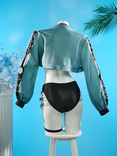 haikyuu Women Jane Cosplay Two Piece Swimsuit with Chiffon Cover-up Bikini Set Mesh Cutout3