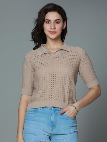 Image of HIGH STAR Women's Cotton Solid Regular Fit T-Shirt