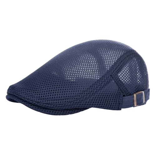 Image of VOBOOM Men Breathable Mesh Summer Hat Adjustable Newsboy Beret Ivy Cabbie Flat Cap