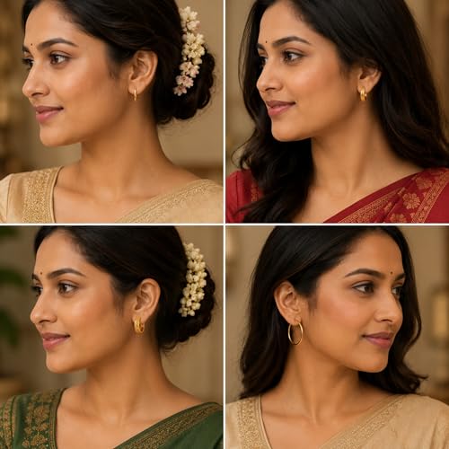 Image of Gold Earrings Combo Pack of 12 Pairs for Women & Girls | Traditional & Modern Gold-Tone Earrings Set | Lightweight Fashion Jewellery