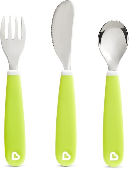Munchkin Splash Toddler Cutlery Set (Fork, Knife & Spoon), Green