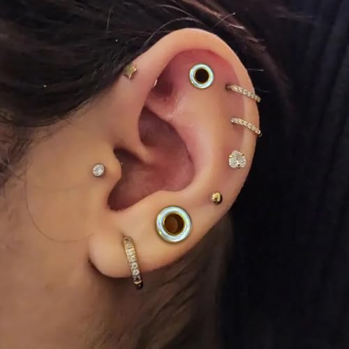 2 Pairs White Pearl Shell Stainless Steel Ear Gauges Plugs and Tunnels, Size 2g - 1 inch Hypoallergenic Surgical Steel Ear Stretcher Expander Body Jewelry3