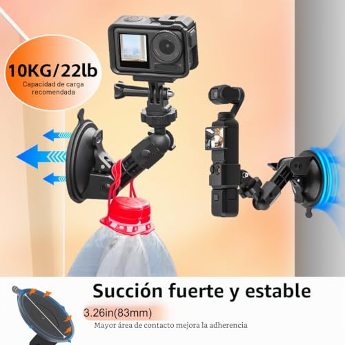 Soporte de succión con rotación 360° compatible con Insta360 y Osmo 2