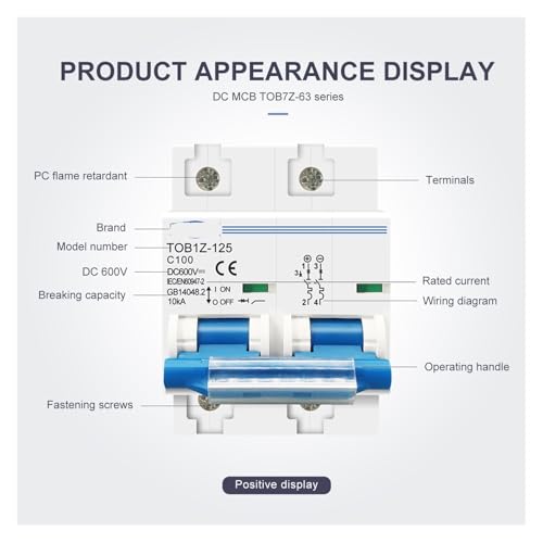 Disyuntor fotovoltaico 125A para interruptor principal de batería DC 600V 2P 5